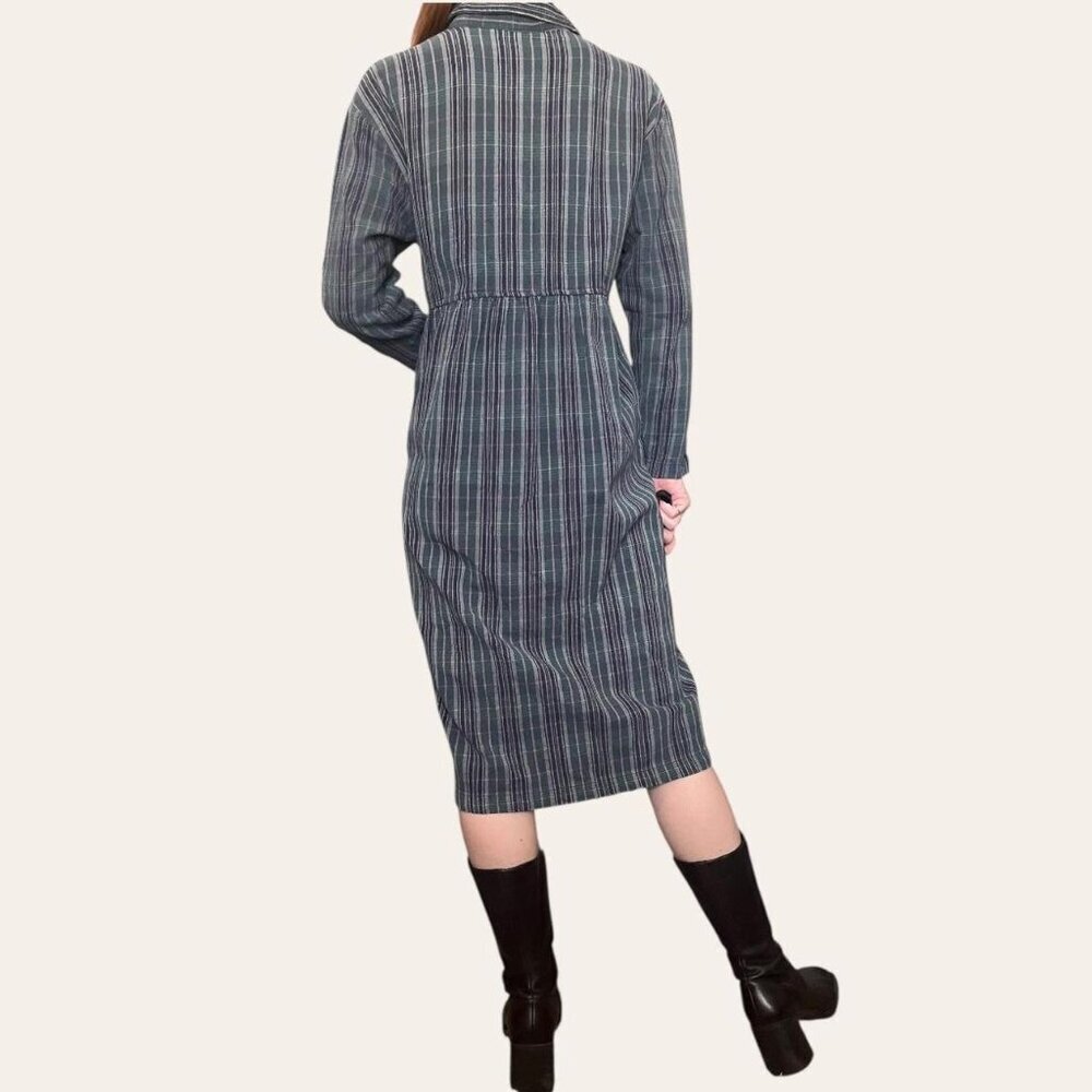 90s plaid long sleeve flannel button-up babydoll dress Original TY Wear - Large - Picture 4 of 8